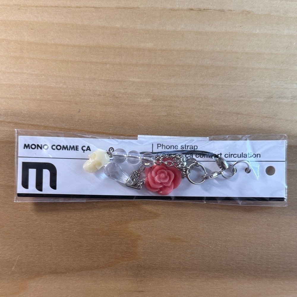 Pink Floral Skull Phone Strap